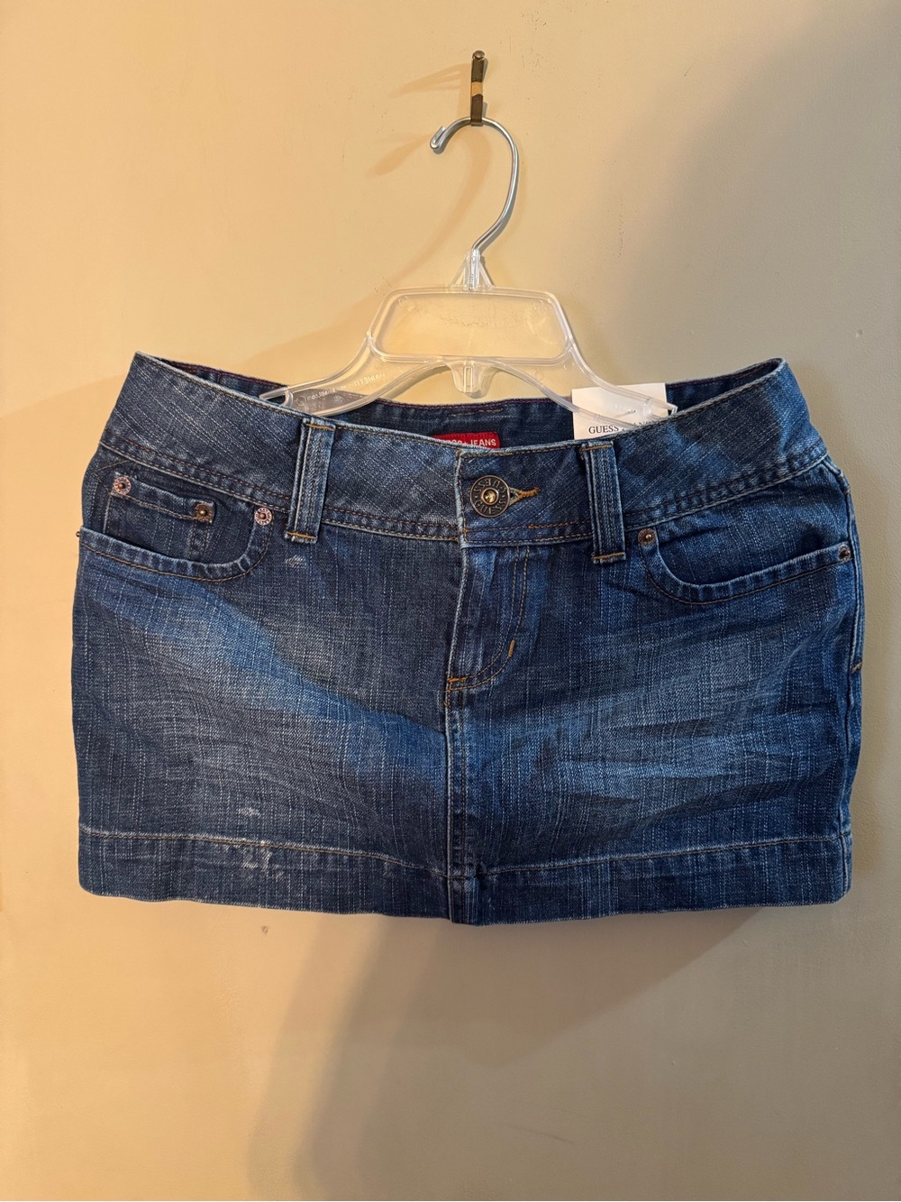 Vintage GUESS Jeans Y2K Denim Micro Mini Skirt NWT Size 27